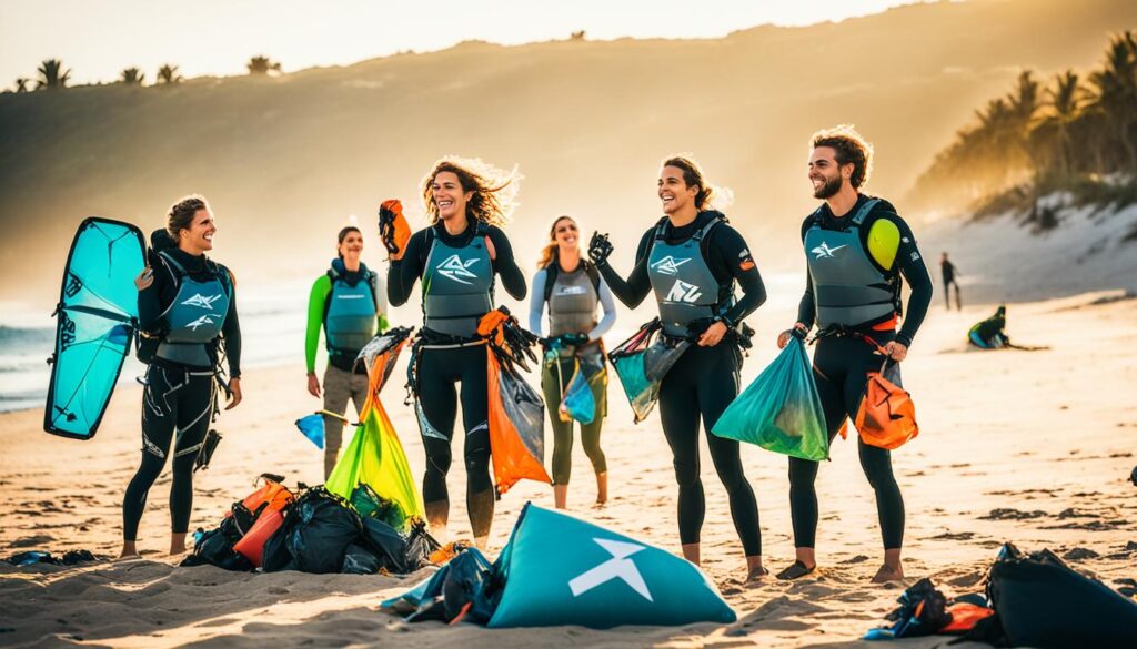 kitesurfing community during beach clean-up